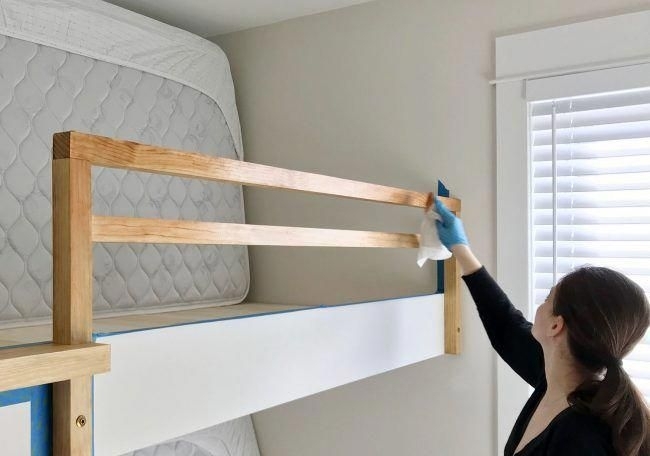 Bunk Bed Rail: Wood Minimalist Wood Bed Guard Rail
