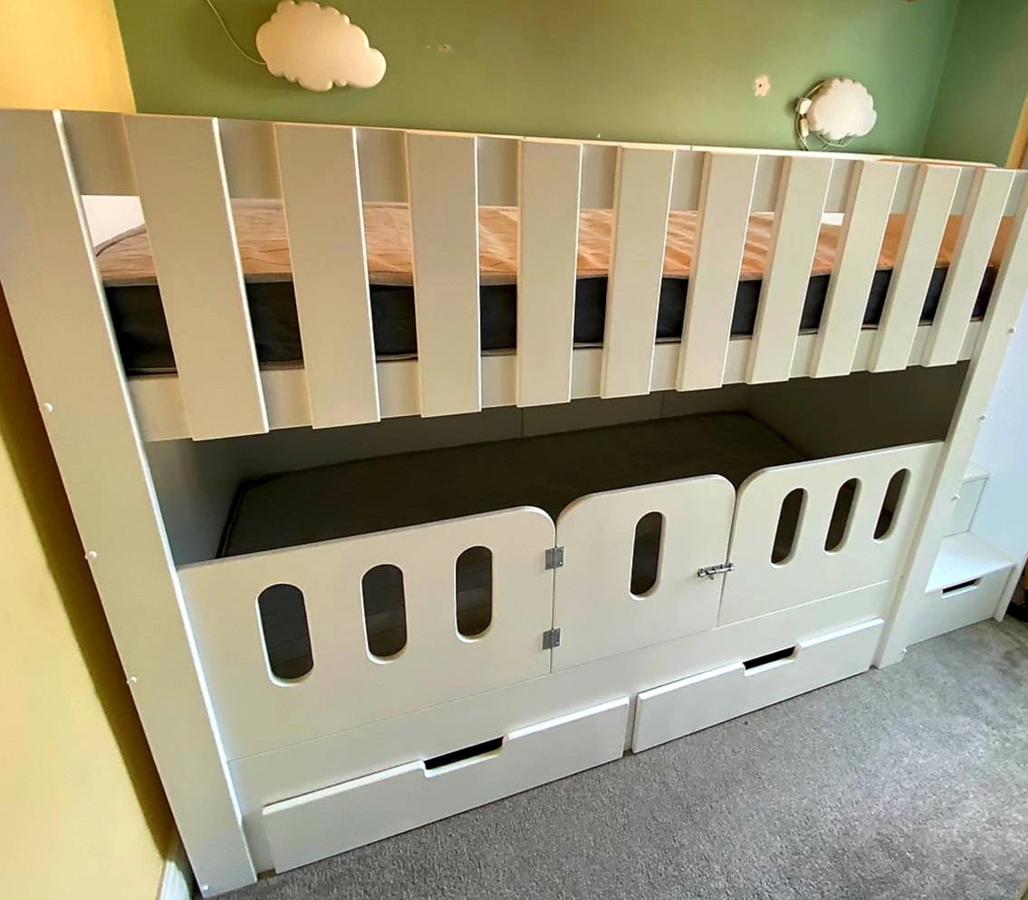 Bunk Bed: White Cot Rail Gate White Bunk Bed with Gate