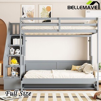 Bunk Bed with Slate Gray Finish and Gray Full Bunk Bed