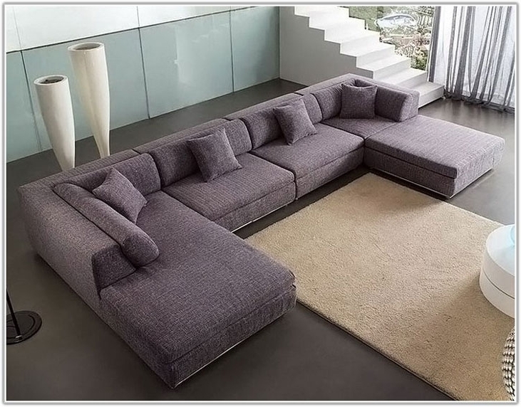 C-Shaped Sectional Heather Gray Low Profile Dual Chaise