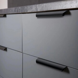 Cabinet Edge Pull Long Profile Matte Black Curved Grip
