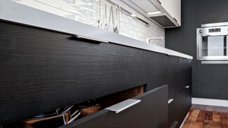 Cabinet Hardware Charcoal Black Low Profile Horizontal Grain