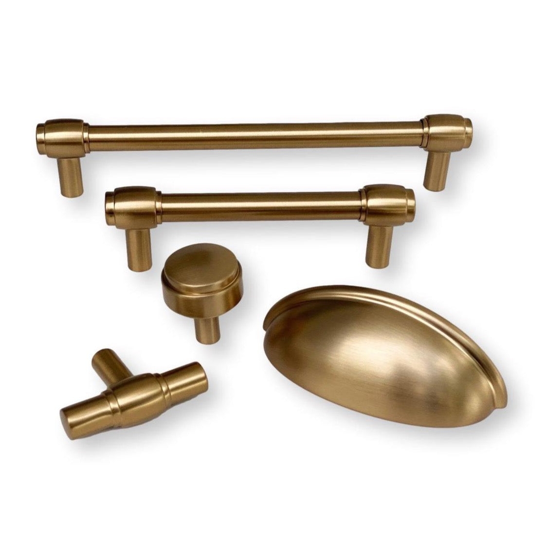 Cabinet Hardware Stepped Collar Detail Brushed Gold Cup
