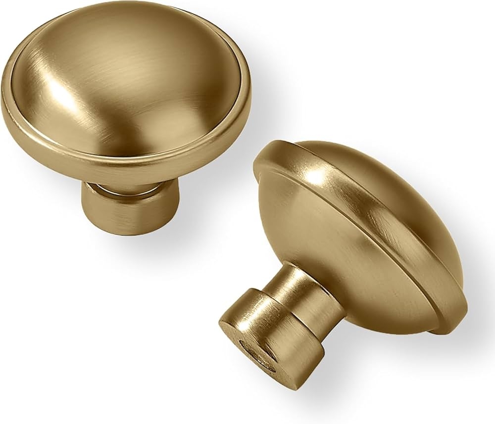 Cabinet Knob Large Diameter Brushed Gold Bifold Door