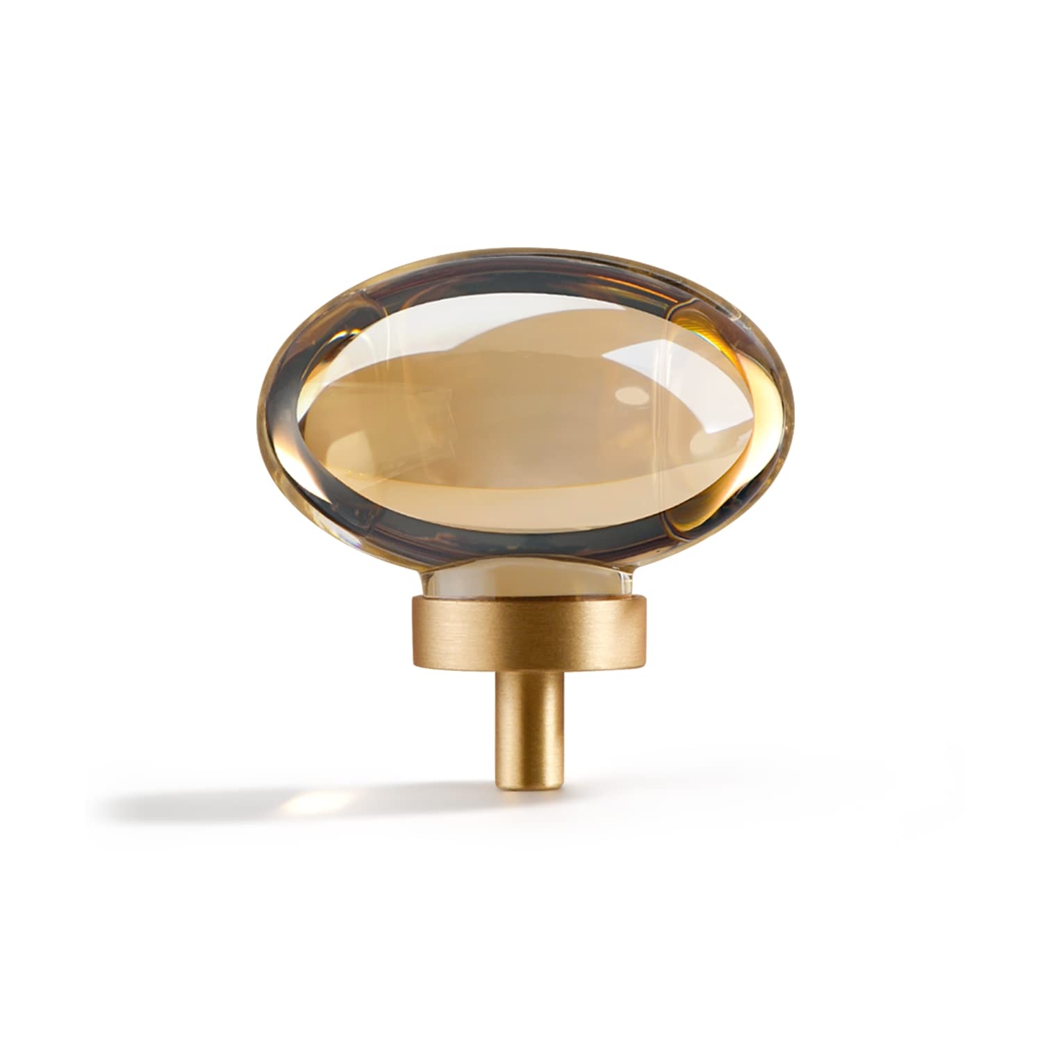 Cabinet Knob Oval Glass Top Champagne Bronze Pull