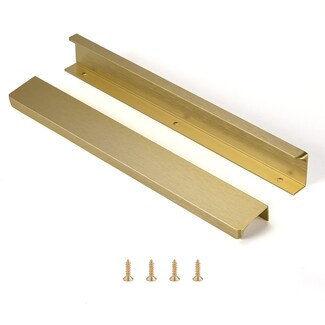 Cabinet Pull Brushed Gold Aluminum Low Profile Edge Mount