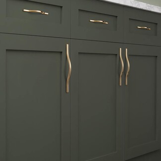 Cabinet Pulls Organic Curve Brushed Brass Low Profile Pull