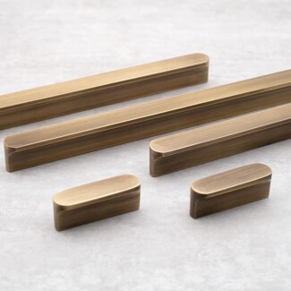 Cabinet Pulls Rounded Ends Antique Brass Low Profile Design