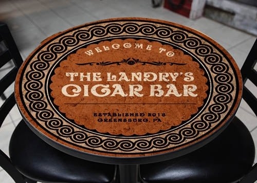 Cafe Table Customizable Graphic Scroll Motif Border