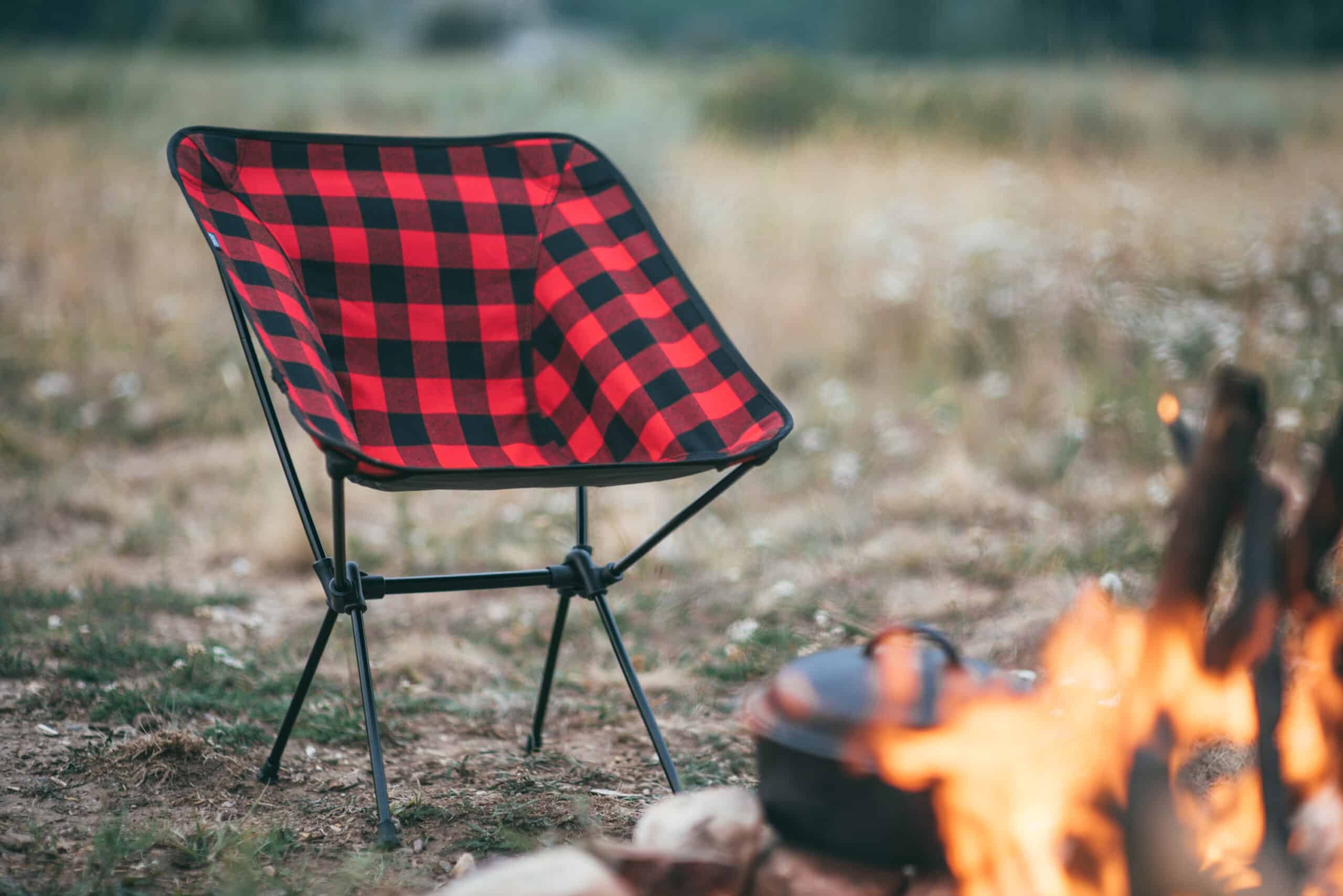 Camping Chair with Folding Frame in Buffalo Plaid