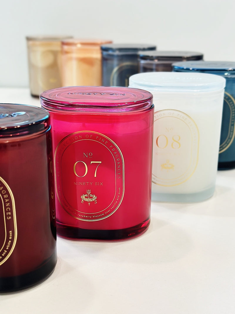 Candle Jar Vibrant Tinted Glass Designer Scented Collection