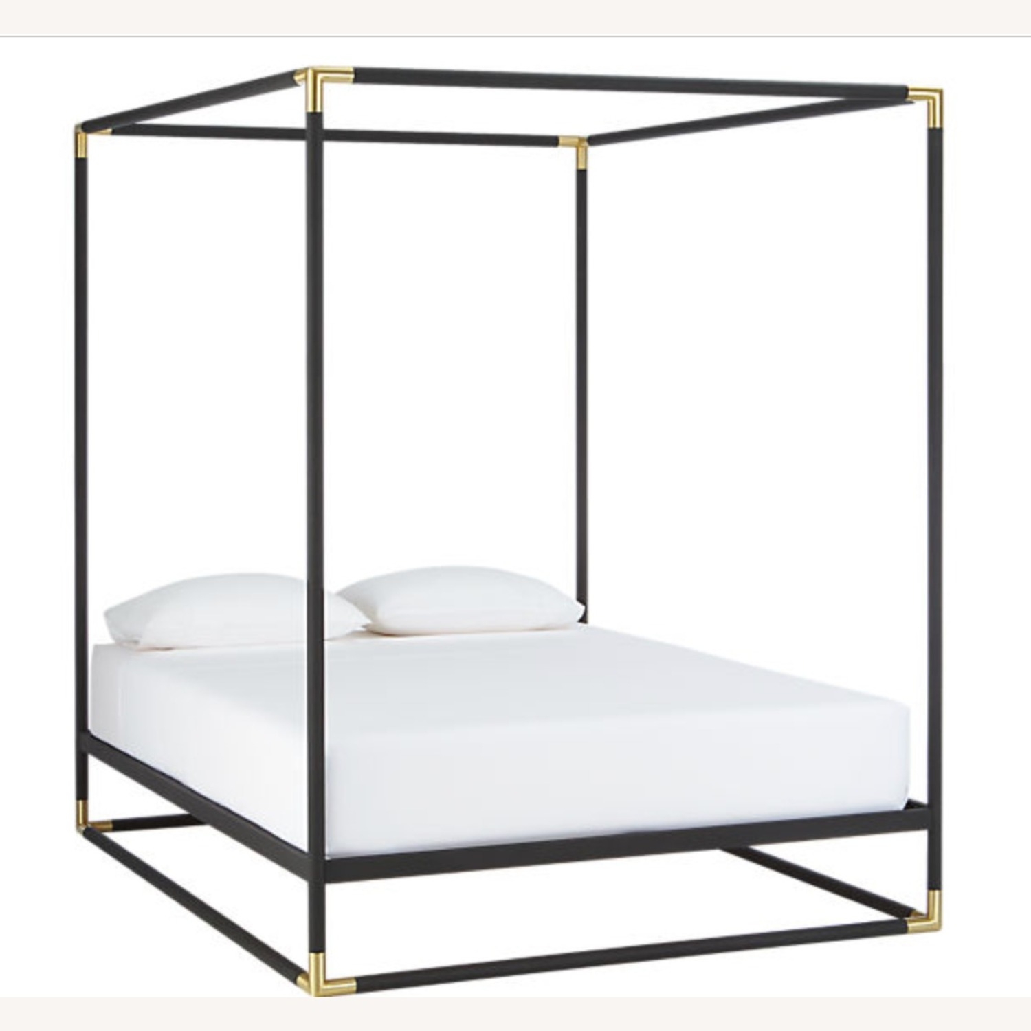 Canopy Bed with Gold Corner Accents and Brass Hardware