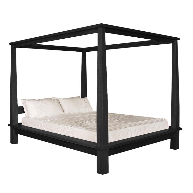 Canopy Bed with Tapered Posts in Satin Ebony Wood