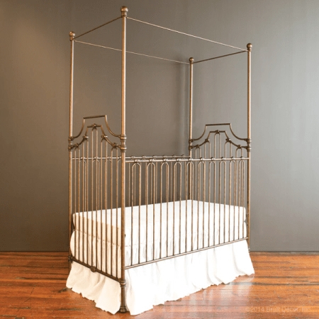 Canopy Crib Antique Bronze Frame with Ball Finials Four Poster