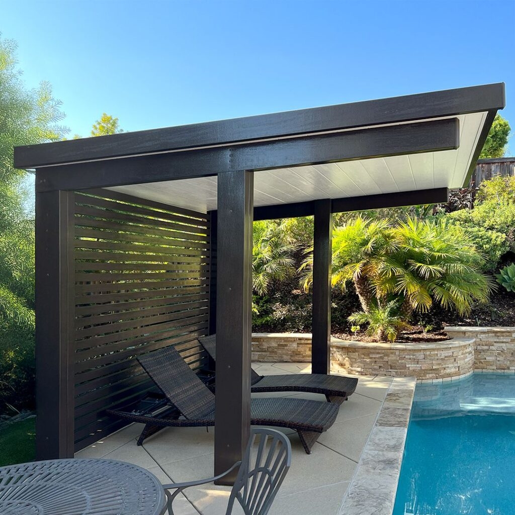 Cantilever Pergola Wall with Espresso Black Finish & Slats