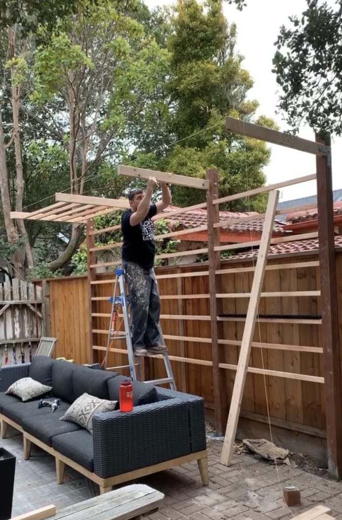 Cantilevered Pergola plus Slatted Wood Backing for Privacy