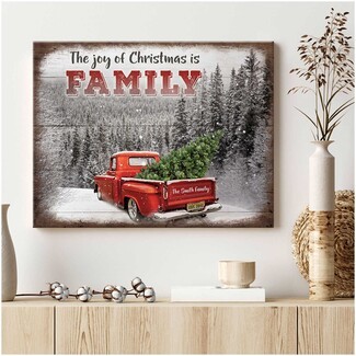 Canvas Wall Art Custom Family Name Vintage Red Truck Art