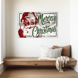 Canvas Wall Art Emerald Green Script Distressed Holiday Sign