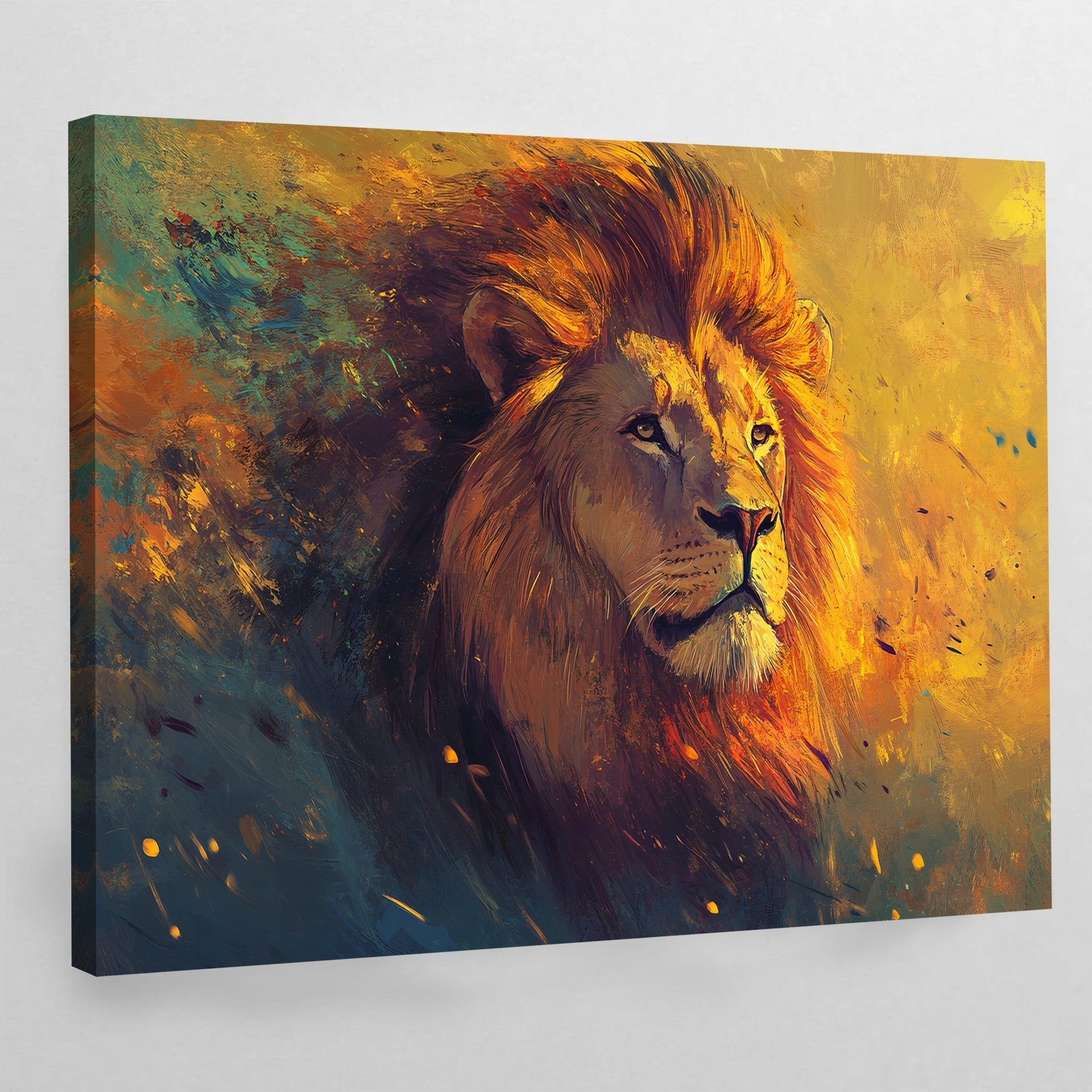 Canvas Wall Art Expressive Splatters Golden Yellow