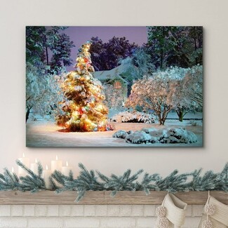Canvas Wall Art Festive Mantel Decor Snowy Christmas Art