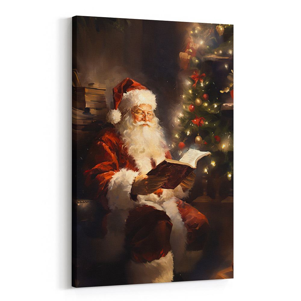 Canvas Wall Art Illuminated Book Detail Nostalgic Santa