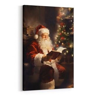 Canvas Wall Art Illuminated Book Detail Nostalgic Santa