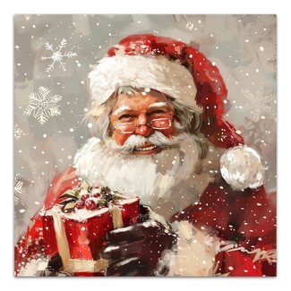 Canvas Wall Art Impasto Texture Painterly Santa Portrait