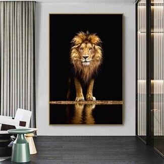 Canvas Wall Art Mirrored Reflection Gold Frame Decor