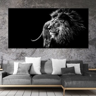 Canvas Wall Art Oversized Lion Print Blue Eye Detail