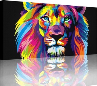 Canvas Wall Art Rainbow Lion Mane Heterochromatic