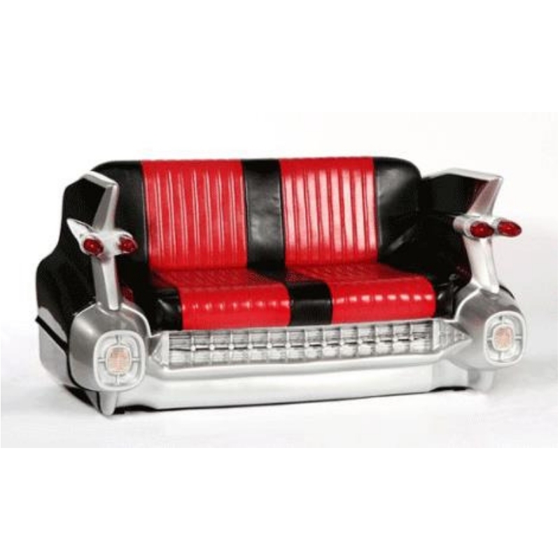 Car Sofa and Ribbed Upholstery 1950s Car Tailfin Sofa