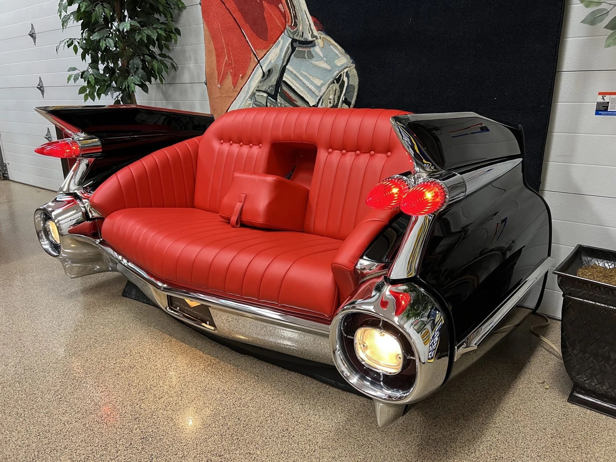 Car Sofa Channel Tufting 1959 Cadillac Tail Fin Sofa