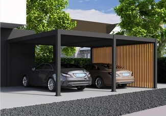 Carport Design with Double Bay and Matte Black Frame