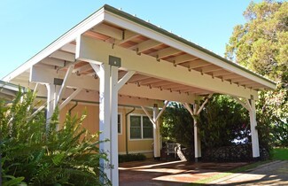 Carport Pavilion White Painted Frame and Exposed Wood Ceiling