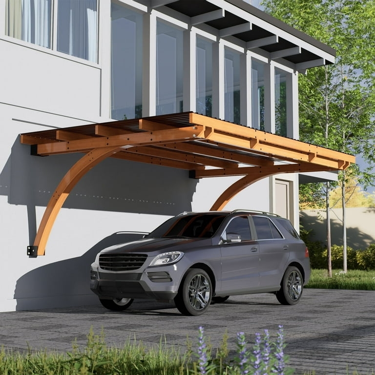 Carport Pergola Wall Mounted Design with Curved Arches