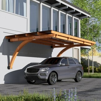 Carport Pergola Wall Mounted Design with Curved Arches