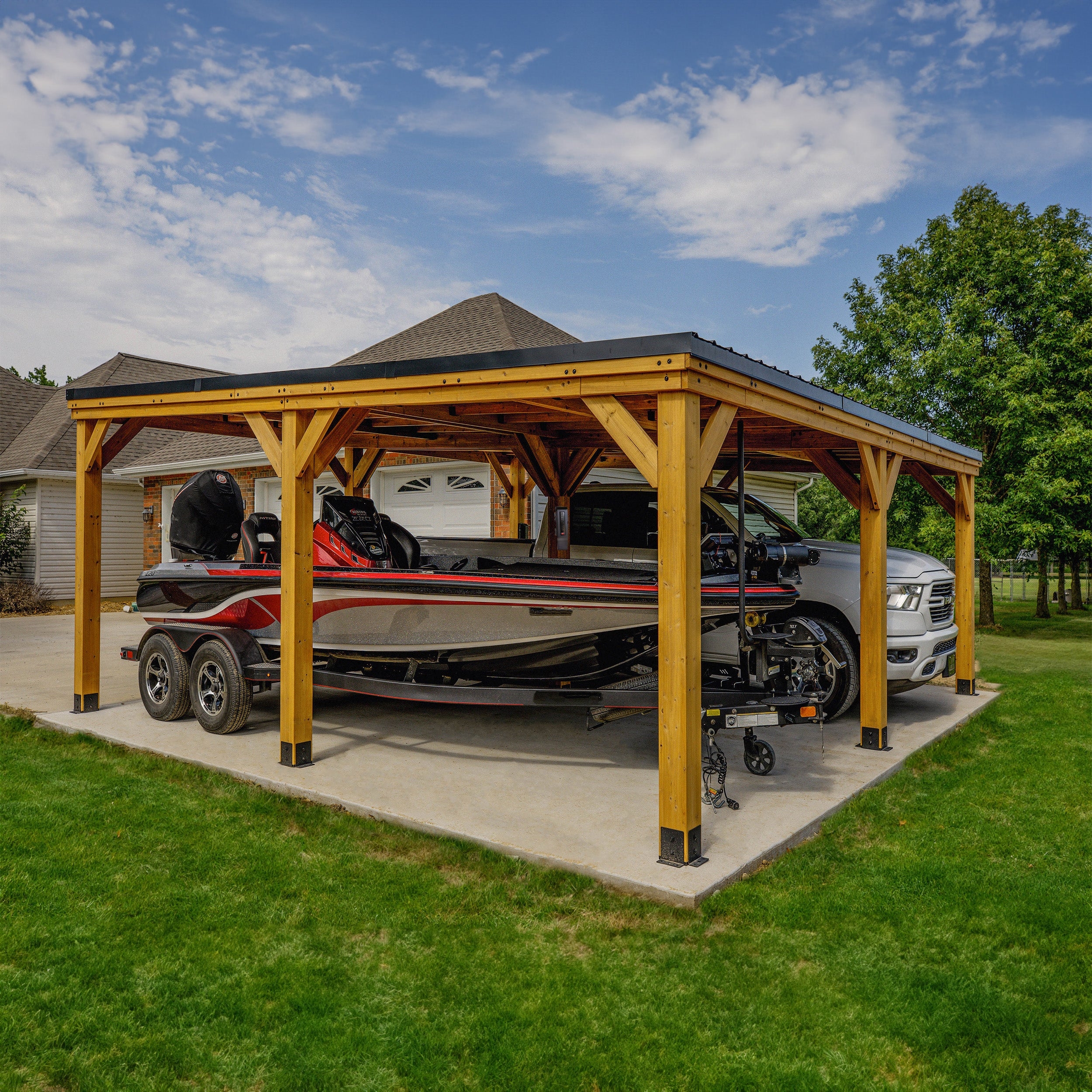 Carport with Timber Frame and 20x20 Footprint Construction