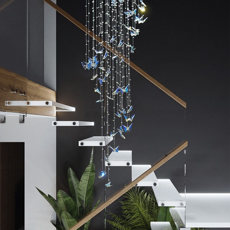 Cascading Chandelier Multi Strand Cobalt Blue Butterfly