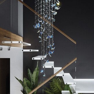Cascading Chandelier Multi Strand Cobalt Blue Butterfly