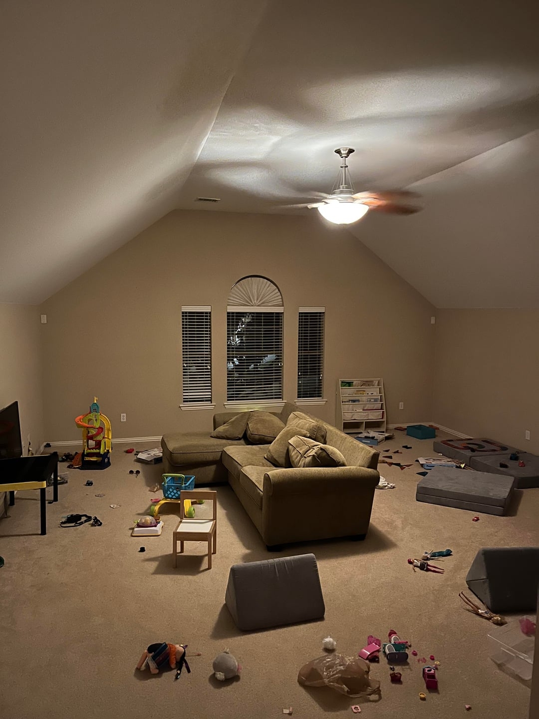 Ceiling Fan Light: sloped ceiling lighting for bonus rooms