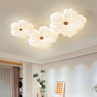 Ceiling Lamp Organic Petal Design Cream Cluster Arrangement
