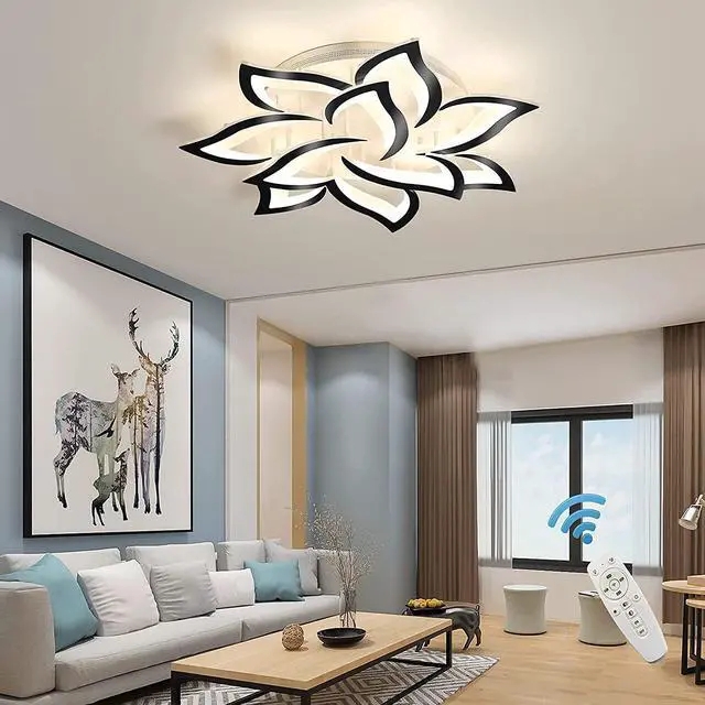 Ceiling Light Matte Black Ten Petals Remote Controlled LED