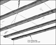 Ceiling Nailing Strips: Parallel Wood Grain Texture Flush