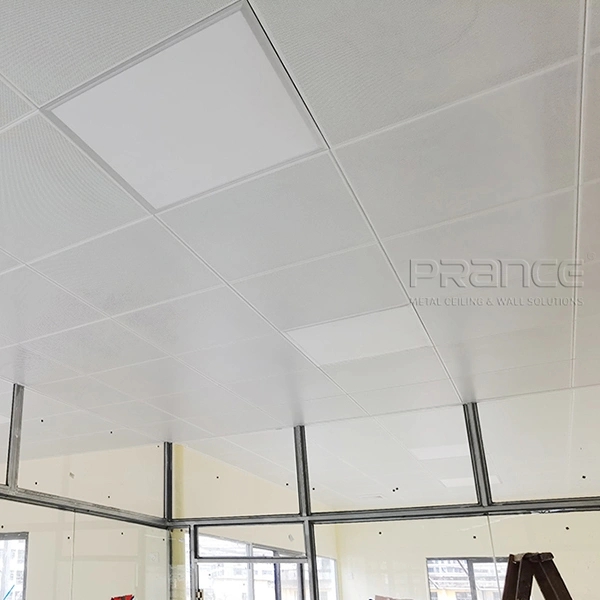 Ceiling Panels: Modular Grid White Perforated Tiles
