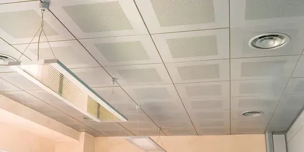 Ceiling Panels: Perforated Centers and Louvered Pendant Light