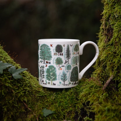 Ceramic Mug featuring Botanical Print of British Forest Tree Species