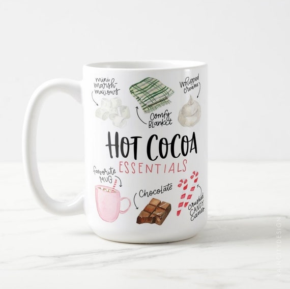 Ceramic Mug: Infographic Design Watercolor Holiday Bar Cart Accessory