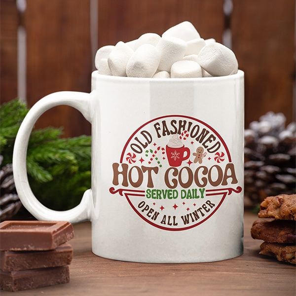 Ceramic Mug: Rustic Cocoa Graphic Emblem Hot Cocoa Station Accessory