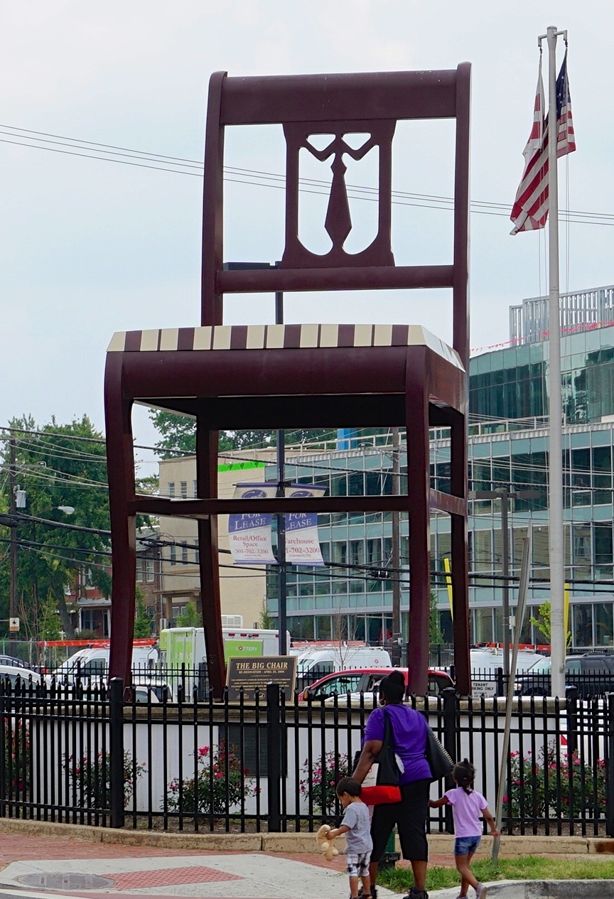 Chair Sculpture Splat Back Striped Seat Outdoor Art