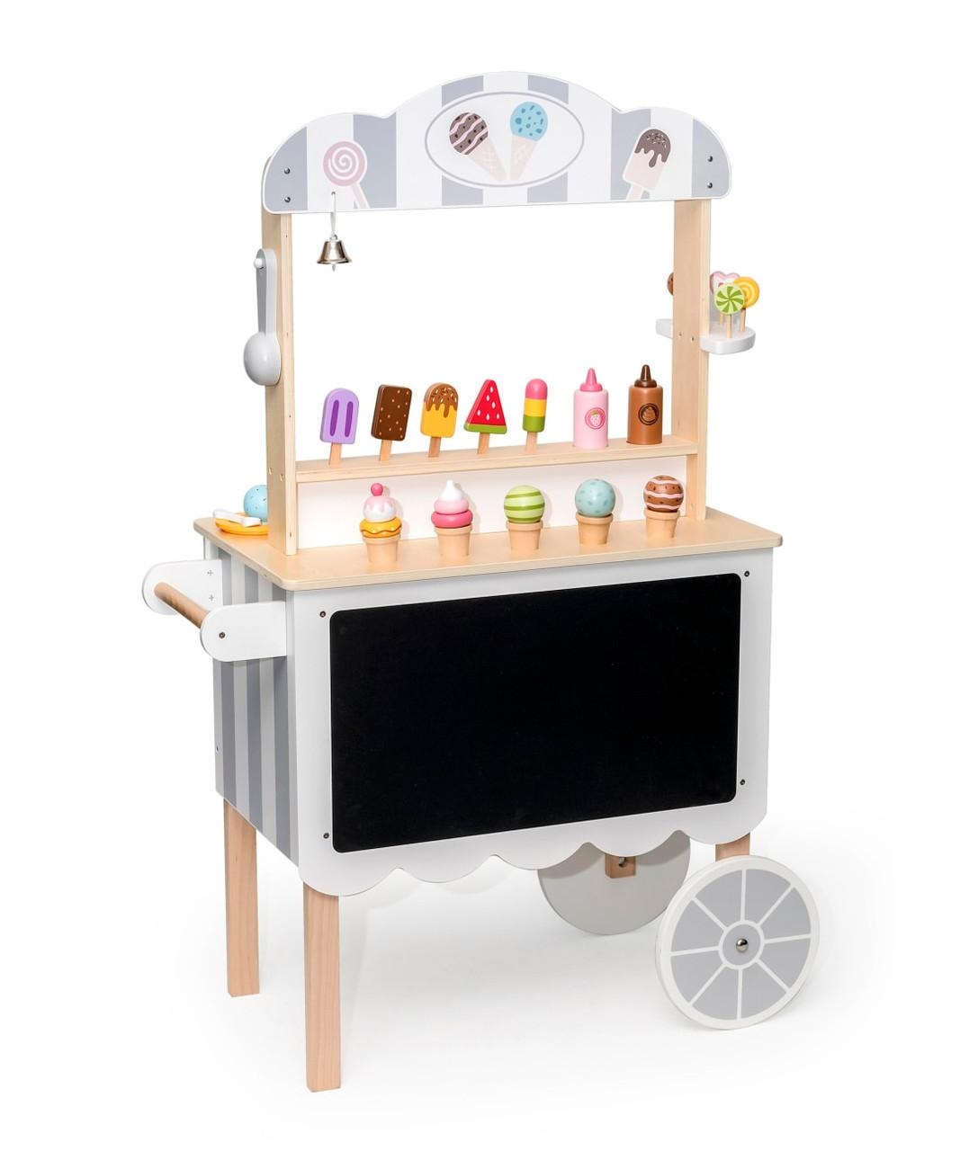 Chalkboard Front Toy Cart: Striped Base Play Shop Stand
